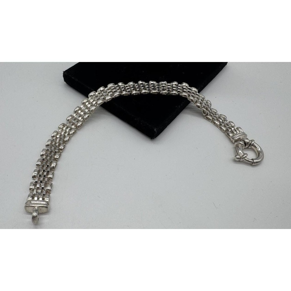 Designer Milor Italy 925 Sterling Silver Basket Panther Link Bracelet 8" 10mm
